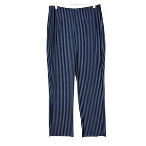 Chicos Easywear Pants 2 Short Womens 12P Petite Blue Striped High‎ Rise Career